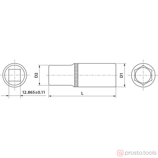 Изображение Головка торц. 1/2" 13мм 6-гран. глубокая FS11213 //THORVIK
