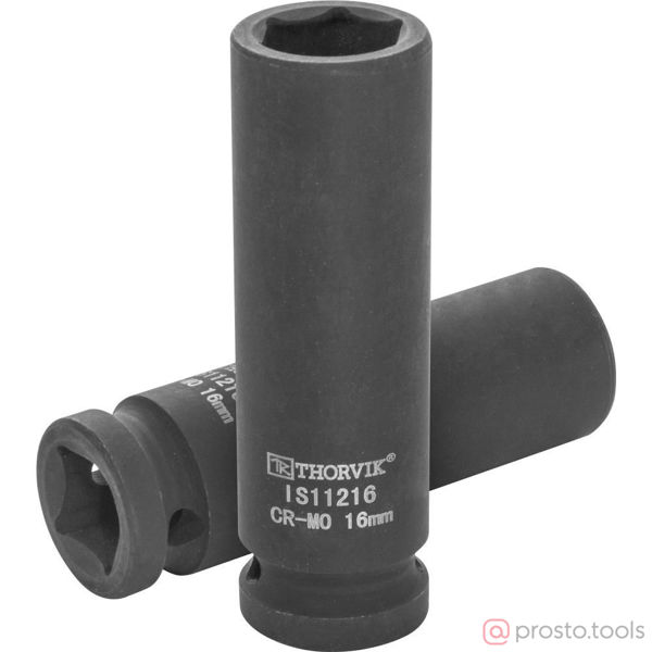 Изображение Головка ударная 1/2" 16мм 6-гран. глубокая IS11216 //THORVIK