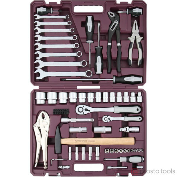 Изображение Набор инструмента 72 пр. пласт. кейс 1/4", 1/2" TS072 //THORVIK