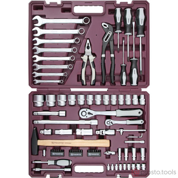 Изображение Набор инструмента 77 пр. пласт. кейс 1/4", 1/2"  12-гр. TS077/12 //THORVIK