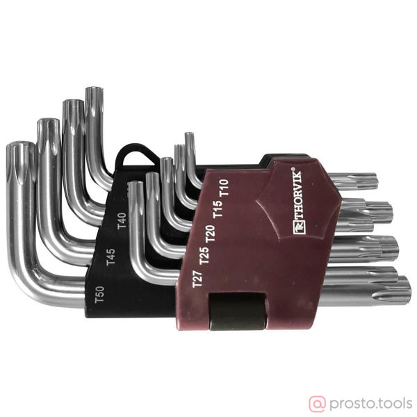Изображение Набор ключей имбусовых T-TORX Т10H-T50H 9шт короткие с центрированным штифтом TTKS9S //THORVIK