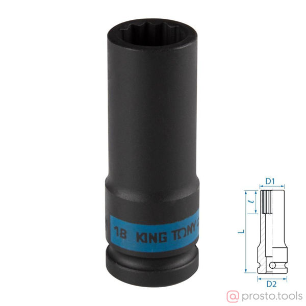 Изображение Головка ударная 1/2" 18мм 12-гран. глубокая //KING TONY (ПОД ЗАКАЗ)