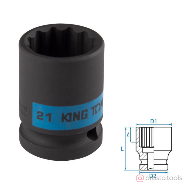Изображение Головка ударная 1/2" 21мм 12-гран. //KING TONY (ПОД ЗАКАЗ)