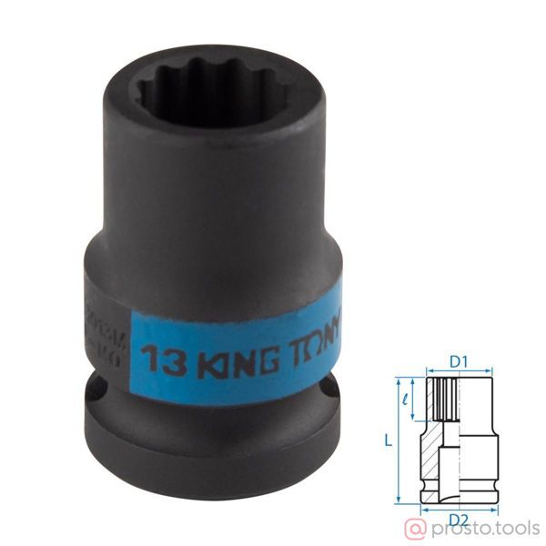 Изображение Головка ударная 1/2" 13мм 12-гран. //KING TONY (ПОД ЗАКАЗ)