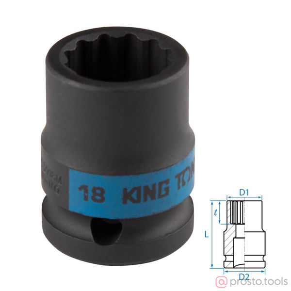 Изображение Головка ударная 1/2" 18мм 12-гран. //KING TONY (ПОД ЗАКАЗ)
