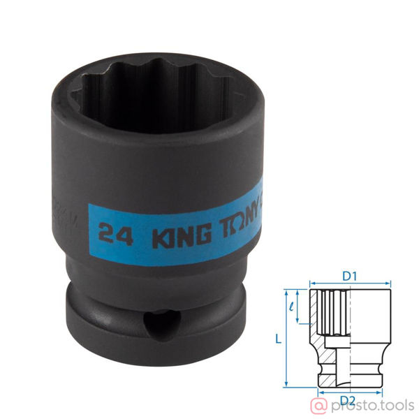 Изображение Головка ударная 1/2" 24мм 12-гран. //KING TONY