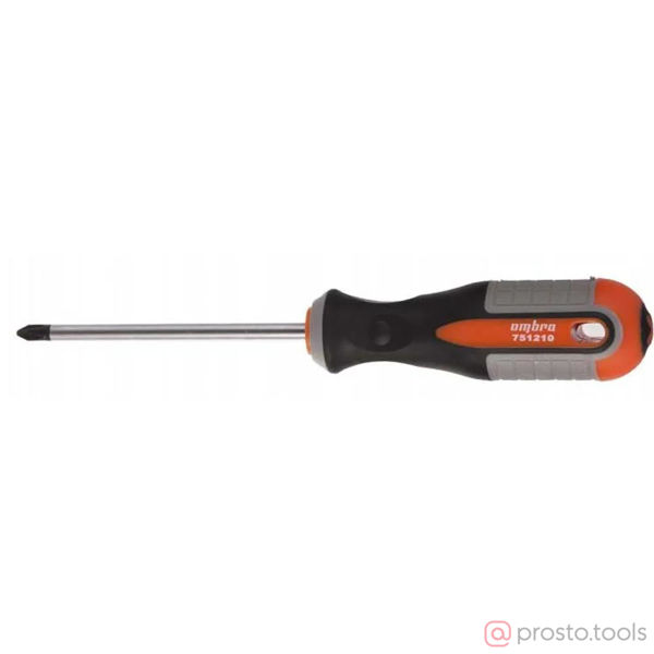 Изображение Отвертка крестовая 100мм PH2 2-х комп. рукоятка ROUND GRIP 751210 //OMBRA