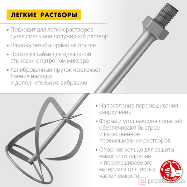 Изображение Миксер-насадка 160х590 М14, для легких растворов //ЗУБР