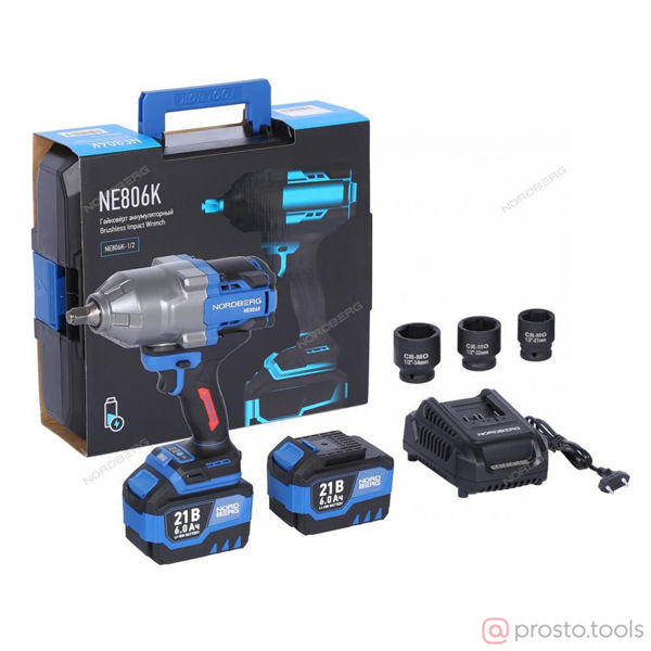Изображение Гайковерт акк. ударный 1/2" 1500Нм 21В (2х6Ач ЗУ1,8A) кейс //NORDBERG